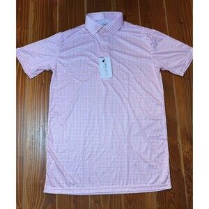Collars and Co Dress Collar Polo Shirt Men's Large Tall Pink Gingham Check